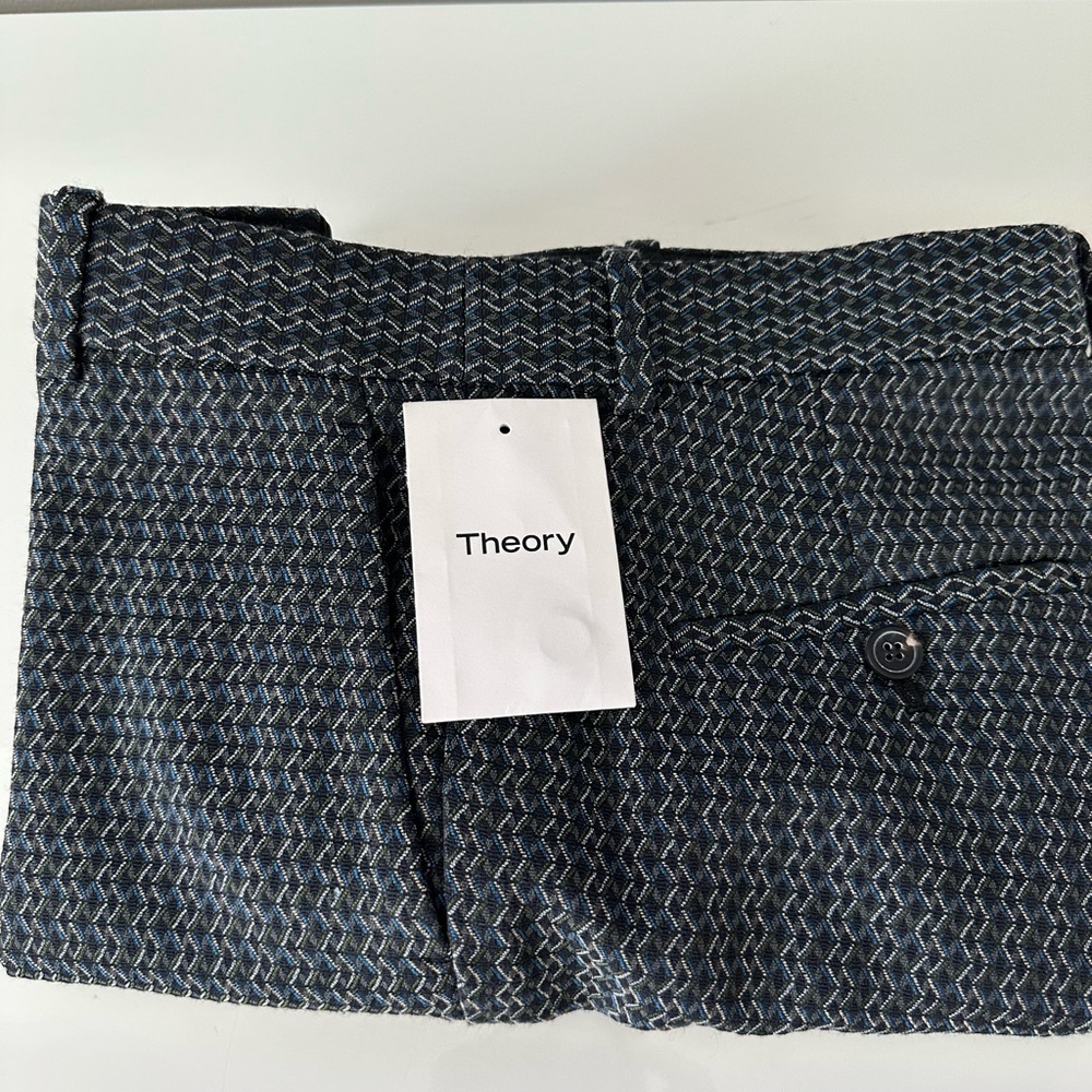 Theory Black and Blue Patterned Pants